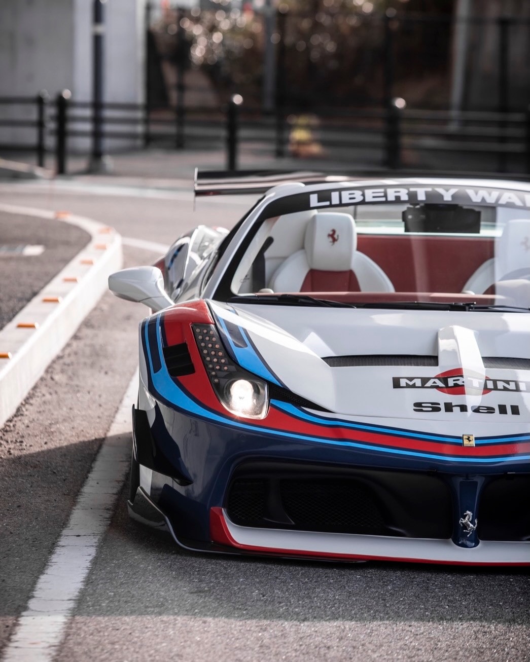 Martini-Liveried Ferrari 458 Spider Gets the Full Liberty Walk Treatment